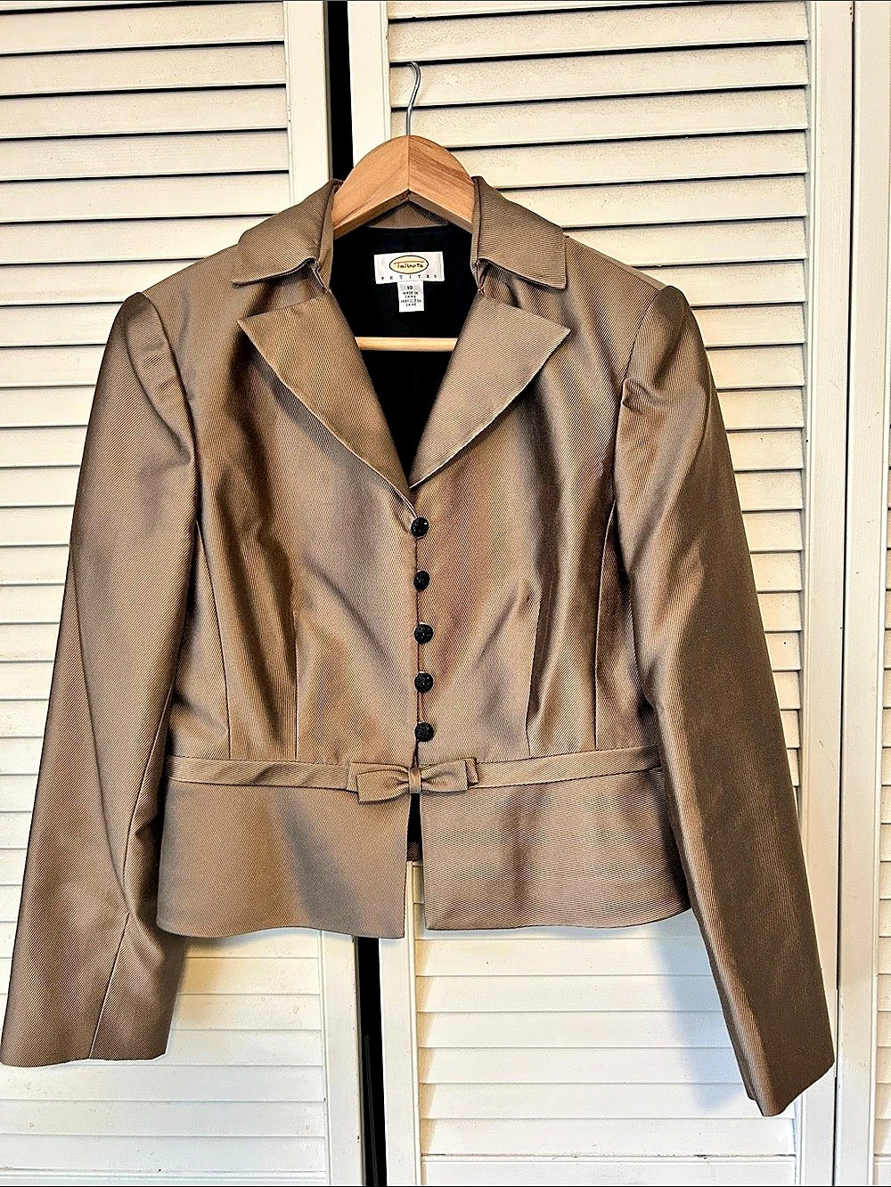 Talbots Silk Blend Blazer tan/light Brown Size 10P Like New